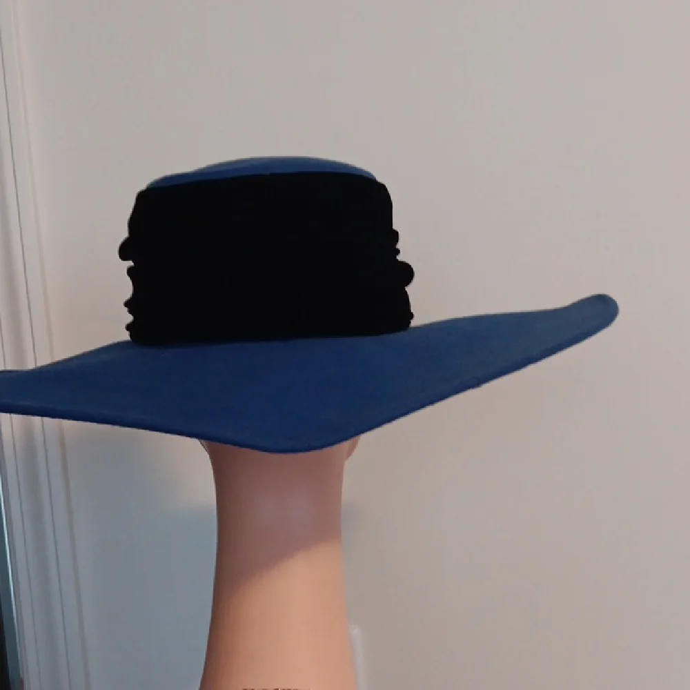 Eric Javits Blue and Black Wide-Brim Hat - Picture 3 of 7